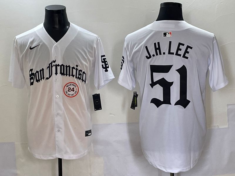 Men 2025 San Francisco Giants #51 J.H.Lee White Five generations Joint Name Nike MLB Jersey style 11